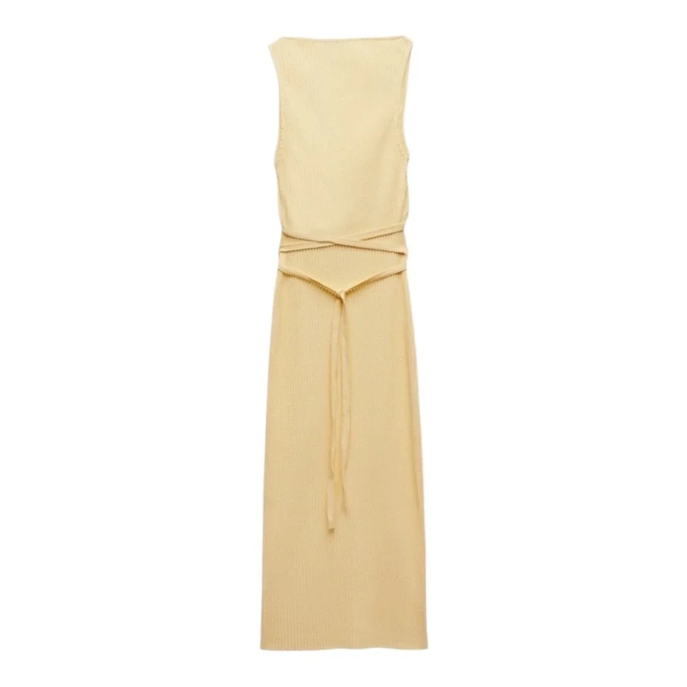 Zara Butter Yellow Bodycon Cut Out‎ Midi Dress M - Picture 11 of 11